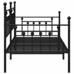 vidaXL Cadre de lit de jour avec tête de lit Noir 90 x 190 cm Acier