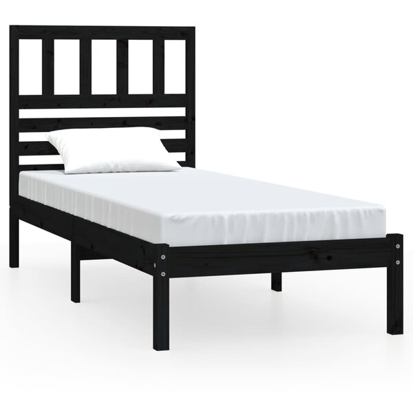 vidaXL Cadre de lit sans matelas noir bois massif de pin 100x200 cm