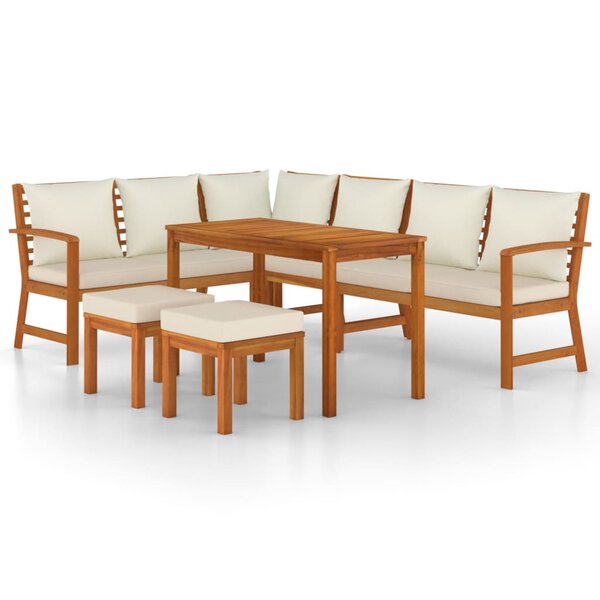 vidaXL Ensemble à manger de jardin coussins 7 Pièces Bois acacia