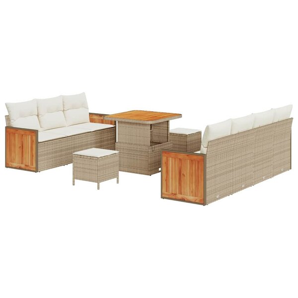 vidaXL Ensemble de canapé de jardin avec coussin 10 Pièces Beige et crème