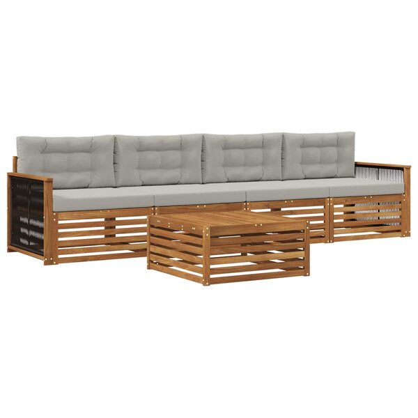vidaXL Ensemble de canapés d'extérieur 5 pc Naturel et gris clair