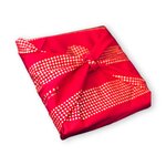 Furoshiki Pour un Flirt Rouge Coquelicot – Emballage Cadeau Réutilisable Coton Recyclé – Taille S 35x35 cm