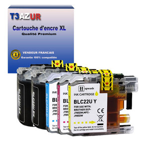 T3AZUR - 5x Cartouche compatible avec Brother DCP-J785DW  MFC-J985DW  LC22U XL