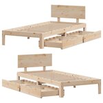 vidaXL Cadre de lit avec tiroirs sans matelas 75x190 cm