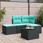 vidaXL Salon de jardin 5 Pièces avec coussins noir résine tressée