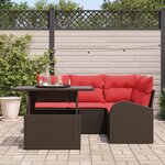 vidaXL Ensemble de canapé de jardin 5 Pièces Marron et rouge polyrotin