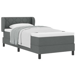 vidaXL Lit à ressorts avec matelas Gris foncé 100 x 200 cm tissu