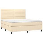 vidaXL Sommier à lattes de lit et matelas et LED Crème 180x200cm Tissu