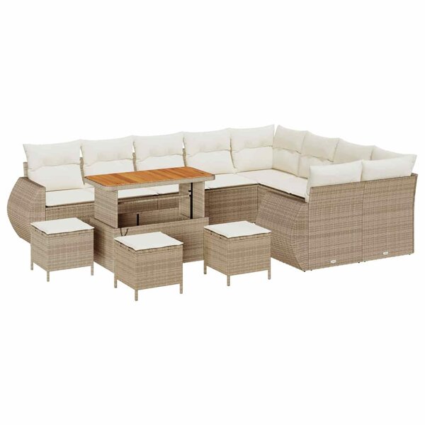 vidaXL Ensemble de canapé de jardin 13 Pièces Beige polyrotin