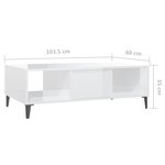 vidaXL Table basse blanc brillant 103 5x60x35 cm bois d'ingénierie