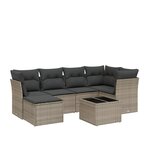 vidaXL Salon de jardin avec coussins 7 Pièces gris résine tressée
