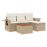 vidaXL Salon de jardin avec coussins 5 Pièces beige résine tressée