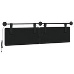 vidaXL Tête de lit suspendue Avec lumière LED Noir Tissu
