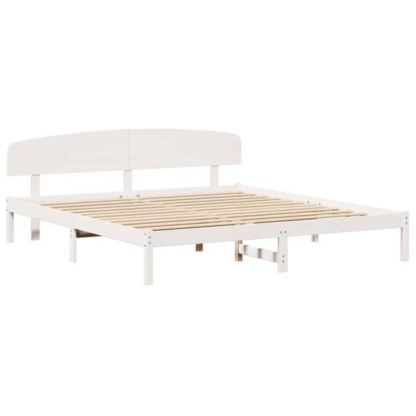 vidaXL Cadre de lit avec tête de lit Blanc 180x200 cm Bois massif Pin