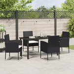 vidaXL Ensemble de Salle à Manger de Jardin 5 Pièces avec Coussins Noir Rattan PE