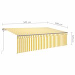 vidaXL Auvent automatique store capteur de vent/LED 5x3 m Jaune/blanc