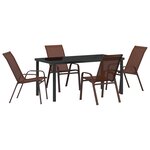 Ensemble repas jardin 5 pièces vidaXL en textilène marron et acier