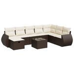 vidaXL Salon de jardin avec coussins 9 Pièces marron résine tressée