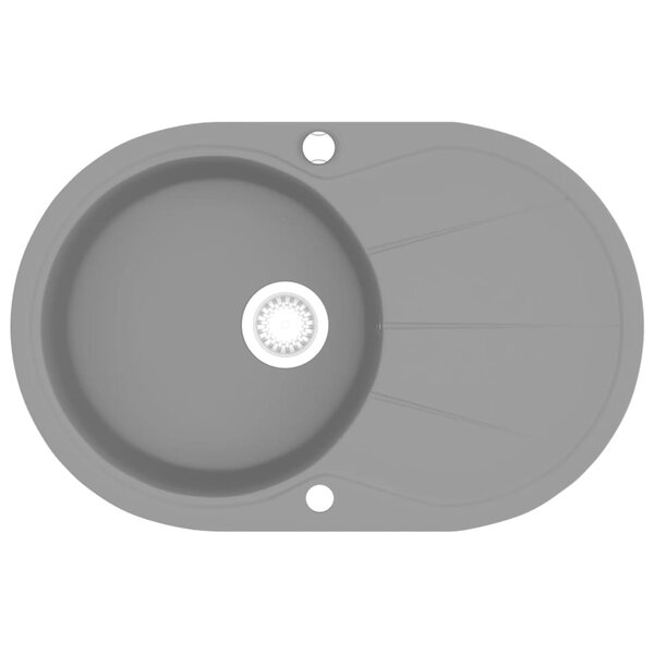 vidaXL Évier de cuisine en granit Bac unique Ovale Gris