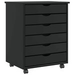 vidaXL Armoire roulante avec tiroirs MOSS noir bois de pin solide