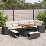 vidaXL Ensemble de canapé de jardin 9 Pièces Noir polyrotin