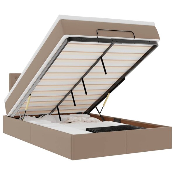 vidaXL Lit ottoman avec matelas & LED cappuccino 120x190cm similicuir