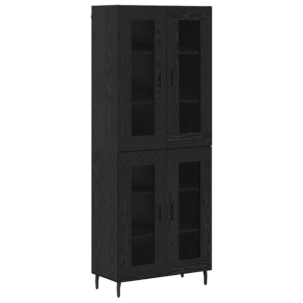 vidaXL Haut Armoire 2 Pièces Chêne noir Bois Aggloméré et Verre
