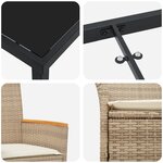 vidaXL Set de salle à manger de jardin 5 pièces avec coussins Beige Poly Rattan