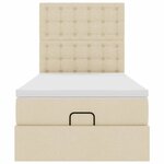 vidaXL Lit ottoman avec matelas et LED crème 90x200 cm tissu