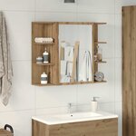 vidaXL Armoire à miroir de salle de bain chêne artisanal 80x20 5x64 cm