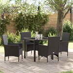 vidaXL Ensemble de salle à manger pour jardin 5 Pièces Noir Poly rotin