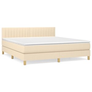 vidaXL Sommier à lattes de lit avec matelas Crème 180x200 cm Tissu