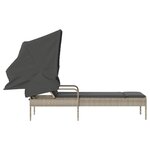 vidaXL Chaise longue avec auvent gris clair résine tressée