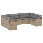 vidaXL Salon de jardin avec coussins 9 Pièces beige résine tressée