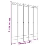 vidaXL Cloison de séparation 5 panneaux Blanc 200x220 cm Tissu