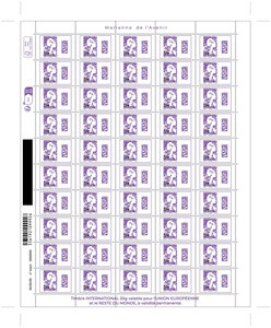 Feuille de 100 timbres Saint Pierre et Miquelon - Marianne de l'avenir surchargée - International - 2025