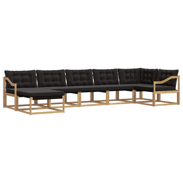 vidaXL Ensemble de canapés d'extérieur 7 pc Blanc et noir