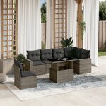 vidaXL Salon de jardin avec coussins 7 Pièces gris résine tressée