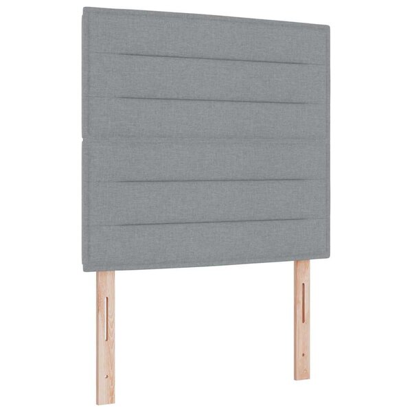 vidaXL Lit à ressorts avec matelas et lumière LED grise claire 120 x 190 cm  cadre en tissu.