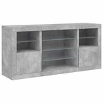 vidaXL Buffet avec lumières LED gris béton 142 5x37x67 cm