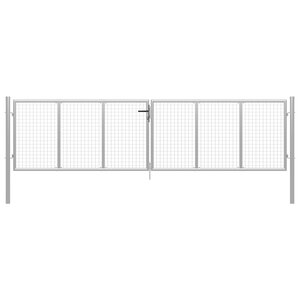 vidaXL Porte de jardin Acier galvanisé 415x150 cm Argenté