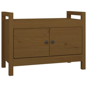 Banc banquette d'entrée 80 x 40 x 60 cm bois de pin massif marron miel 02_0011026