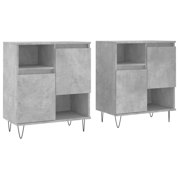 vidaXL Buffets 2 Pièces gris béton bois d'ingénierie