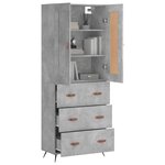 vidaXL Buffet haut Gris béton 69 5x34x180 cm Bois d'ingénierie