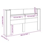 vidaXL Armoire tête de lit avec LED gris béton 180x16 5x103 5 cm