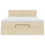vidaXL Lit ottoman avec matelas et LED crème 140x200 cm tissu