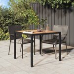 vidaXL Table de jardin pour repas Noir 90 x 90 x 75 cm Poly rotin