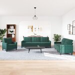 vidaXL Ensemble de canapés 4 Pièces avec coussins Vert foncé Velours
