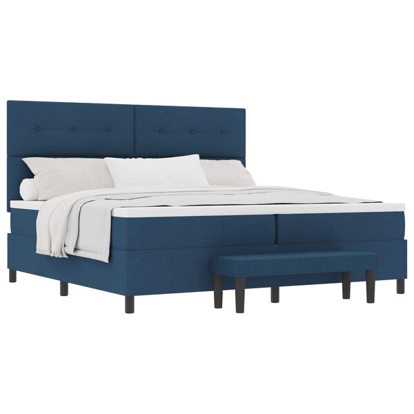 vidaXL Lit à ressorts avec tête de lit Bleu 200 x 200 cm tissu