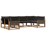 vidaXL Ensemble de canapés d'extérieur 6 pc Naturel et noir